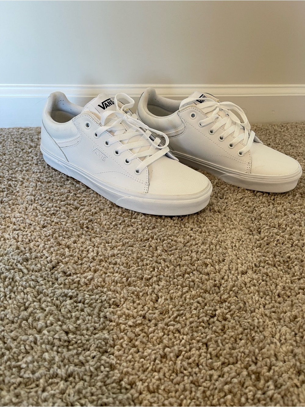 Vans All-White Low-Top Leather Sneakers